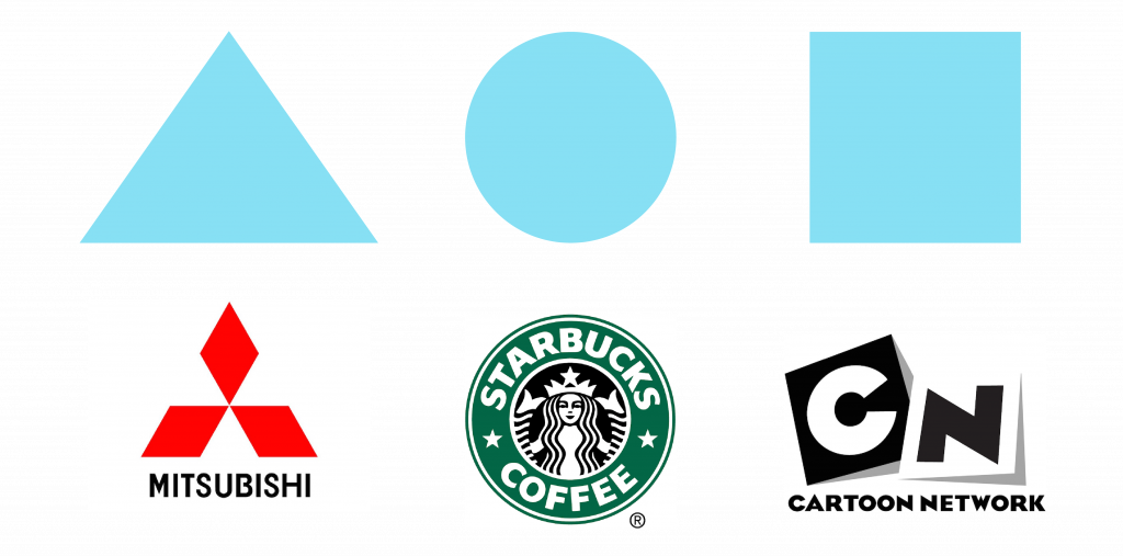 Cuadros y triángulos de un logo