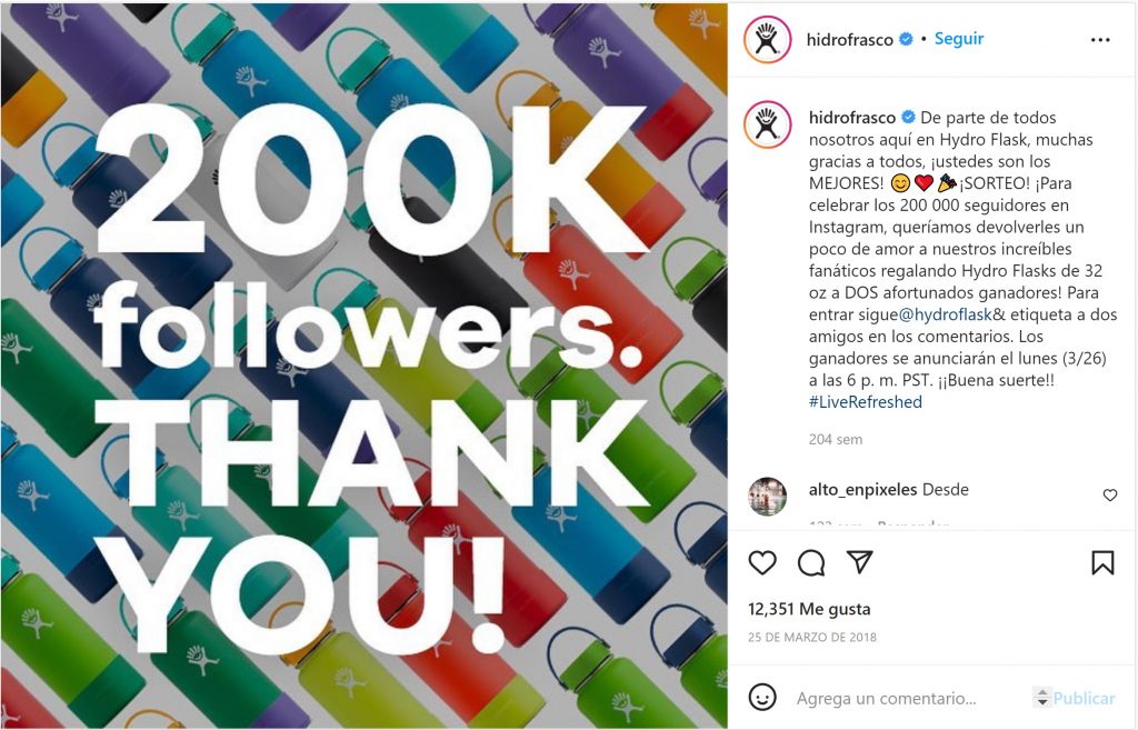 hidroflashk - giveaway en Instagram